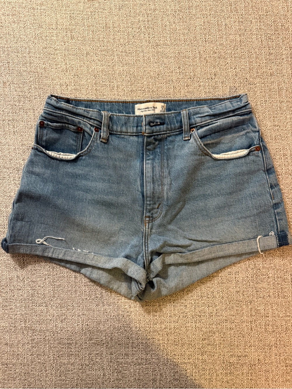 Abercrombie & Fitch Light Blue High Rise Mom Shorts